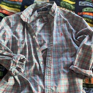 Polo by Ralph Lauren Green, Blue & Red Plaid Button-Down Shirt